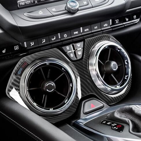RT-TCZ Carbon Fiber Center Console Air Conditioner Outlet Vent Trim Cover Ring Interior Accessories for 2016-2022 Chevrolet Camaro in Kuwait