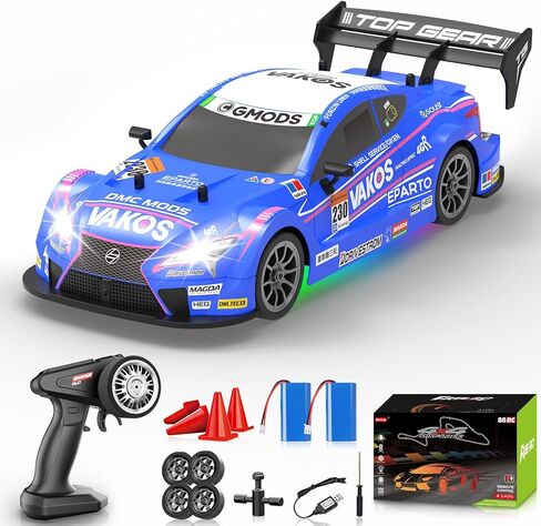 RC Drift Car 1:16, 2.4GHz 4WD Remote Control Car, 30+KM/H High Speed Drifting RC Cars with LED Lights Two Batteries and Drift Tires Racing Cars for Adults Boys Kids, Blue in Saudi Arabia