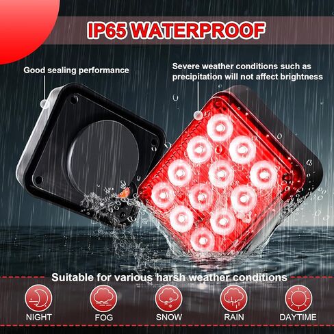 2PCS Red Magnetic Cube Strobe Lights, Rechargeable Portable High-Visibility Emergency Beacons Warning Lights with Multi-Mode & Waterproof for Trucks Vans Vehicles in Saudi Arabia