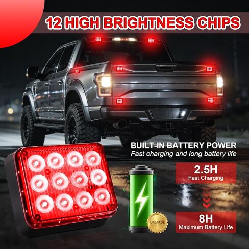 2PCS Red Magnetic Cube Strobe Lights, Rechargeable Portable High-Visibility Emergency Beacons Warning Lights with Multi-Mode & Waterproof for Trucks Vans Vehicles in Saudi Arabia