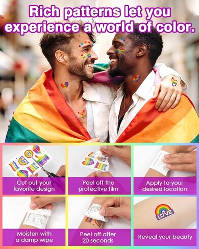 Pride Rainbow Face Paint Kit, 100 Pcs Face and Body Pride Temporary Tattoos, Pride Month Accessories, Face Body Paint for Gay LGBTQ Pride Parade, Pride Month Celebrations, Party, and Celebrations in Saudi Arabia
