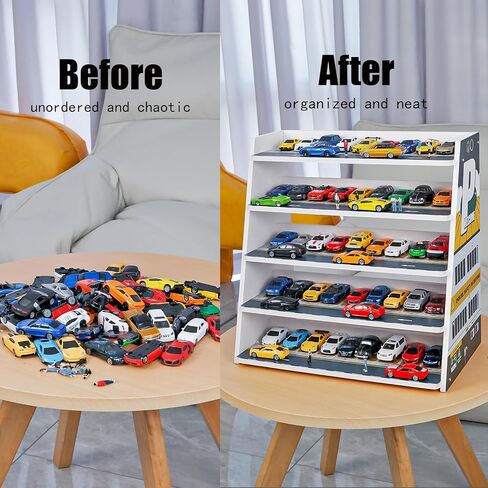 Kivmcds 1/64 Hot Die Cast Wheel Display Case，Five-Tier Stepped car Model Display Stand，Toy Car Storage Display Rack（Parking Lot Scene） in Saudi Arabia