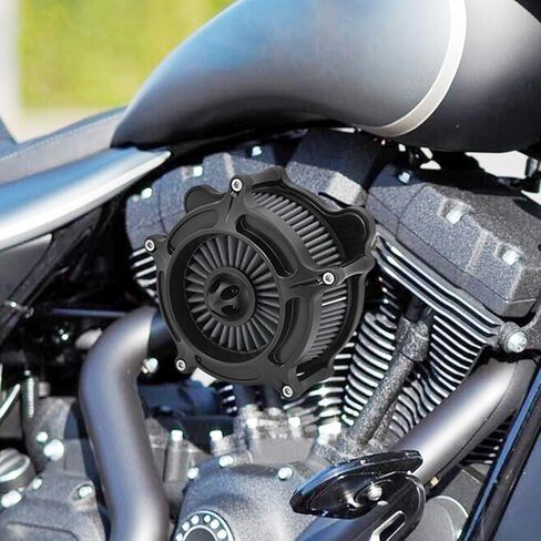 طقم استبدال مدخل منقي هواء فلتر الهواء لملحقات الدراجات النارية مناسب لـ Harley Dyna FXDLS 2017 Softail 2016-2017 Touring and Trike 2008-2016 (عنصر فلتر رمادي للإسكان الأسود) in Kuwait