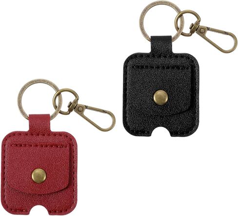 2 PCS Car Key Cover PU Leather Car Key Sleeve for Broken Cars Keys Loop Replacement Keychain Protector with Iron Ring for Women Men (Black, Burgundy) in Saudi Arabia