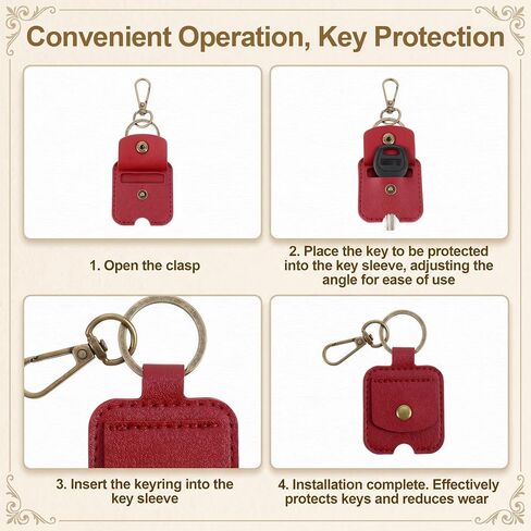 2 PCS Car Key Cover PU Leather Car Key Sleeve for Broken Cars Keys Loop Replacement Keychain Protector with Iron Ring for Women Men (Black, Burgundy) in Saudi Arabia