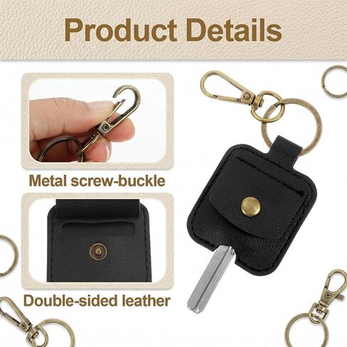 2 PCS Car Key Cover PU Leather Car Key Sleeve for Broken Cars Keys Loop Replacement Keychain Protector with Iron Ring for Women Men (Black, Burgundy) in Saudi Arabia