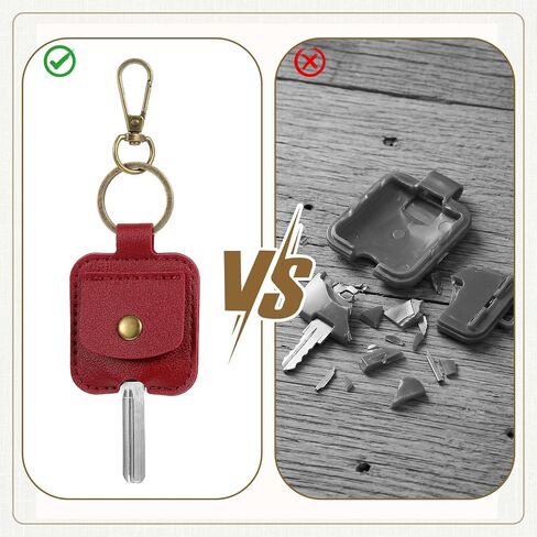 2 PCS Car Key Cover PU Leather Car Key Sleeve for Broken Cars Keys Loop Replacement Keychain Protector with Iron Ring for Women Men (Black, Burgundy) in Saudi Arabia