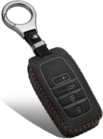 Compatible with Toyota Key Fob Cover with Keychain,Leather Car Key Fob Case for 2025 Grand Highlander Tacoma Corolla 4Runner Land Cruiser Crown Signia Sequoia 4 Buttons Smart Remote Key Accessories in Saudi Arabia