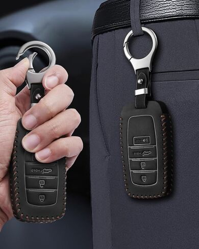 Compatible with Toyota Key Fob Cover with Keychain,Leather Car Key Fob Case for 2025 Grand Highlander Tacoma Corolla 4Runner Land Cruiser Crown Signia Sequoia 4 Buttons Smart Remote Key Accessories in Saudi Arabia