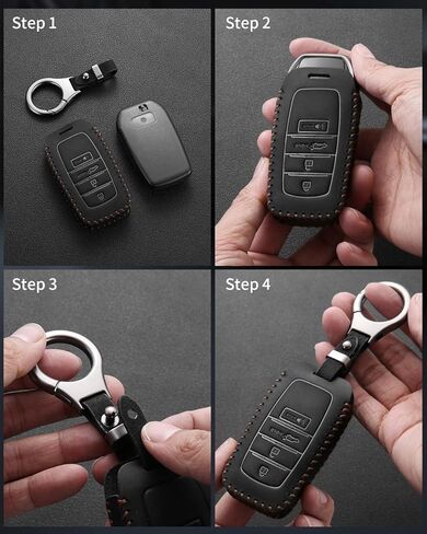 Compatible with Toyota Key Fob Cover with Keychain,Leather Car Key Fob Case for 2025 Grand Highlander Tacoma Corolla 4Runner Land Cruiser Crown Signia Sequoia 4 Buttons Smart Remote Key Accessories in Saudi Arabia