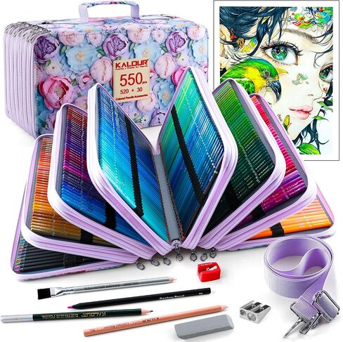 KALOUR PDAS Pro 550 Colored Pencils Set, Soft Core Vibrant Colors for Drawing, Sketching, Shading and Coloring, Professional Art Supplies for Adults Artists and Beginners in Saudi Arabia