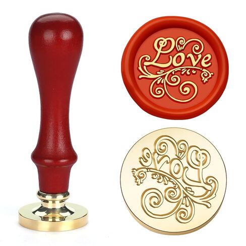 Wax Seal Stamp, Solid Brass Stamp Head with Love Engraving, Wax Stamp with Beechwood Handle, Sealing Wax Stamp for Wedding Invitations, Envelopes, Gift Wrapping, DIY Crafts & Scrapbooking in Kuwait