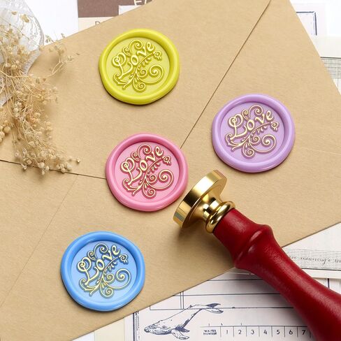 Wax Seal Stamp, Solid Brass Stamp Head with Love Engraving, Wax Stamp with Beechwood Handle, Sealing Wax Stamp for Wedding Invitations, Envelopes, Gift Wrapping, DIY Crafts & Scrapbooking in Kuwait