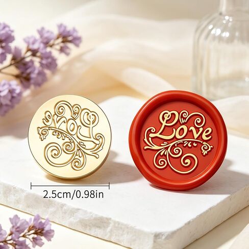 Wax Seal Stamp, Solid Brass Stamp Head with Love Engraving, Wax Stamp with Beechwood Handle, Sealing Wax Stamp for Wedding Invitations, Envelopes, Gift Wrapping, DIY Crafts & Scrapbooking in Kuwait