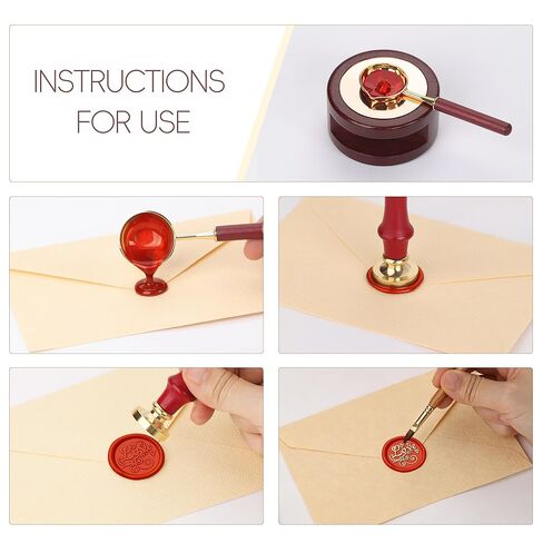Wax Seal Stamp, Solid Brass Stamp Head with Love Engraving, Wax Stamp with Beechwood Handle, Sealing Wax Stamp for Wedding Invitations, Envelopes, Gift Wrapping, DIY Crafts & Scrapbooking in Kuwait