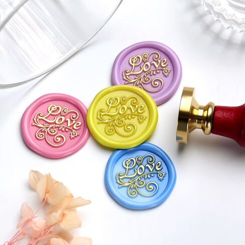Wax Seal Stamp, Solid Brass Stamp Head with Love Engraving, Wax Stamp with Beechwood Handle, Sealing Wax Stamp for Wedding Invitations, Envelopes, Gift Wrapping, DIY Crafts & Scrapbooking in Kuwait