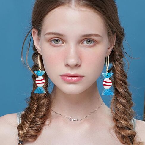 Creative Cute Lollipop Dangle Drop Earrings Funny Glass Sweet Candy Handmade Leverback Earrings for Earrings in Saudi Arabia