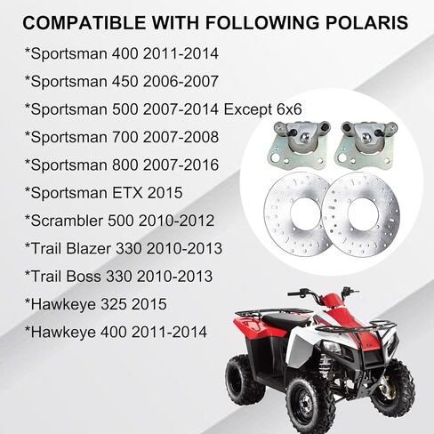 Front Left Right Brake Calipers + 2 Pack Front Brake Rotor Discs Set Compatible with Polaris Sportsman 400 450 700 800 ETX Scrambler 500 Trail Boss Trail Blazer Hawkeye OE # 1911540 5244314 in Kuwait