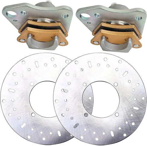Front Left Right Brake Calipers + 2 Pack Front Brake Rotor Discs Set Compatible with Polaris Sportsman 400 450 700 800 ETX Scrambler 500 Trail Boss Trail Blazer Hawkeye OE # 1911540 5244314 in Kuwait