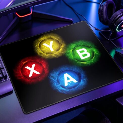 Gamepad Button Big Mouse Pad Large, Gaming Controller‌ Mouse Pad Desk Pad, Long Computer Keyboard Mouse Mat Mousepad with Non-Slip Base and Stitched Edge for Gaming and Office (XYAB, 12.6" x 10.6") in Saudi Arabia