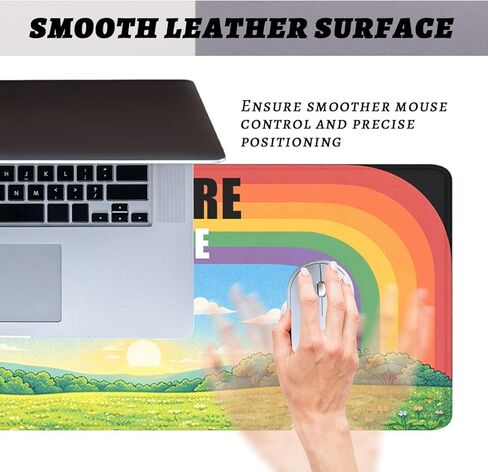Funny Skeleton Mouse Pad, Cartoon Rainbow Cat Quote Gaming Desk Mat with Stitched Edges,Non-Slip Waterproof Rubber Base Mouse Mat, 35.4x15.7in Mouse Pads for Desk Home Office Gaming in Kuwait