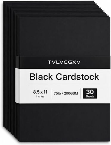 Black Cardstock 8.5 x 11-30 Sheets Premium 75lb/200GSM Black Card Stock, Heavyweight Printer Paper for Invitations, DIY Crafting, Scrapbooking, Art & School Supplies in Kuwait