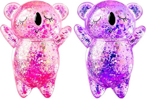 Koala Glitter Squishy, 2 Pack Soft Glitter Squishies for Stress Relief, Perfect for Sensory Play，Pink + Purple in Kuwait