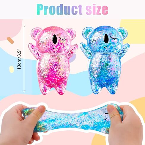 Koala Glitter Squishy, 2 Pack Soft Glitter Squishies for Stress Relief, Perfect for Sensory Play，Pink + Purple in Kuwait