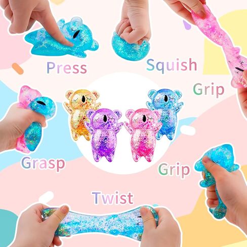 Koala Glitter Squishy, 2 Pack Soft Glitter Squishies for Stress Relief, Perfect for Sensory Play，Pink + Purple in Kuwait