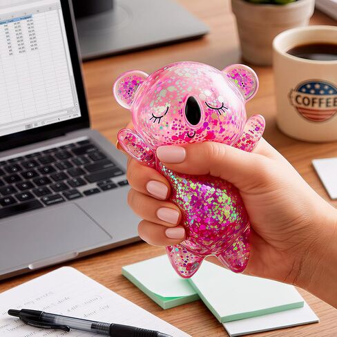 Koala Glitter Squishy, 2 Pack Soft Glitter Squishies for Stress Relief, Perfect for Sensory Play，Pink + Purple in Kuwait