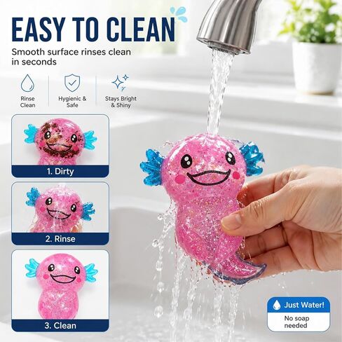 Axolotl Squishy Stress Relief Toy, Sugar Squishy Glitter Slow Rising Fidget Toys, Soft Squeeze Sensory Toy for Kids and Adults, Handheld Stress Ball for Anxiety Focus in Saudi Arabia