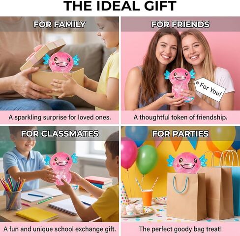 Axolotl Squishy Stress Relief Toy, Sugar Squishy Glitter Slow Rising Fidget Toys, Soft Squeeze Sensory Toy for Kids and Adults, Handheld Stress Ball for Anxiety Focus in Saudi Arabia