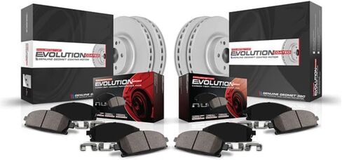 PowerStop Front and Rear Brake Kit for Mini Cooper Clubman 2016-19 - Fully-Coated Disc Rotors with Z23 Carbon-Fiber Ceramic Brake Pads Upgrade, CRK8105 in Kuwait