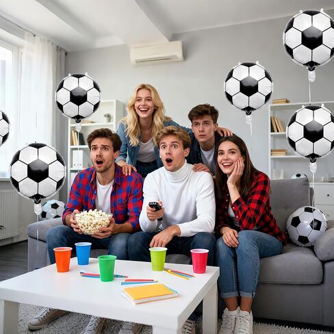 18 Inch Soccer Balloons Soccer Party Decorations 12 Pieces Foil Mylar Balloons for Soccer Parade Float Birthday Sports Party in Saudi Arabia