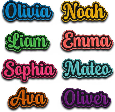 Custom Name Patch Embroidered – Personalized Text – Sizes 2" to 11" – Iron On, Sew On, or Hook & Loop – Name Tag for Uniform, Work Shirt, Hat, Backpack – Gift for Birthday, Christmas in Kuwait