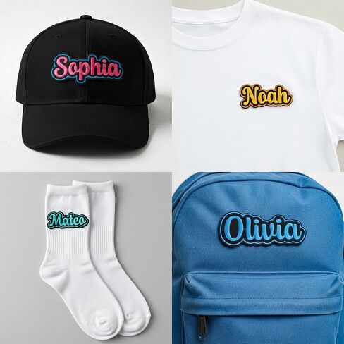 Custom Name Patch Embroidered – Personalized Text – Sizes 2" to 11" – Iron On, Sew On, or Hook & Loop – Name Tag for Uniform, Work Shirt, Hat, Backpack – Gift for Birthday, Christmas in Kuwait
