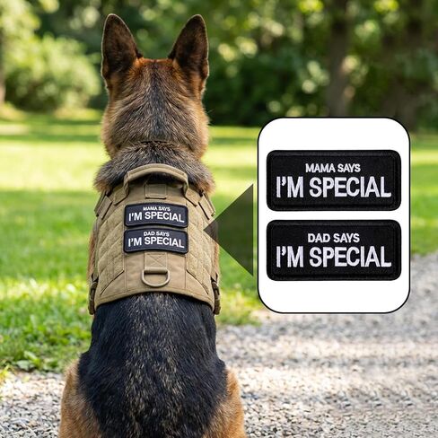 2PCS Dog Patches for Harness,Shimmeroo Removable Dad Says I'm Special Patch for Dog Vest Backpack,Clothing, Jeans,Hat,Hook and Loop Fastener in Saudi Arabia