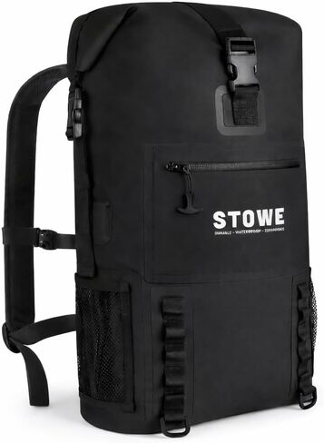 STOWE Expandable Waterproof HikingTravel Backpack, Laptop Compartment, Luggage Strap, Anti-Theft Design, Personal Item Bag (Black) in Kuwait