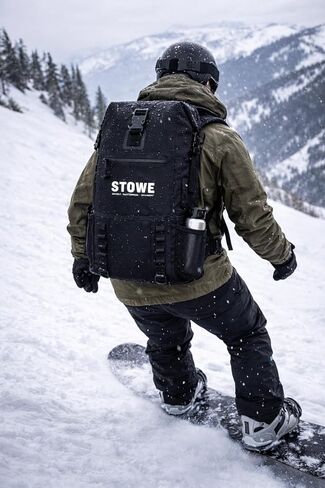 STOWE Expandable Waterproof HikingTravel Backpack, Laptop Compartment, Luggage Strap, Anti-Theft Design, Personal Item Bag (Black) in Kuwait