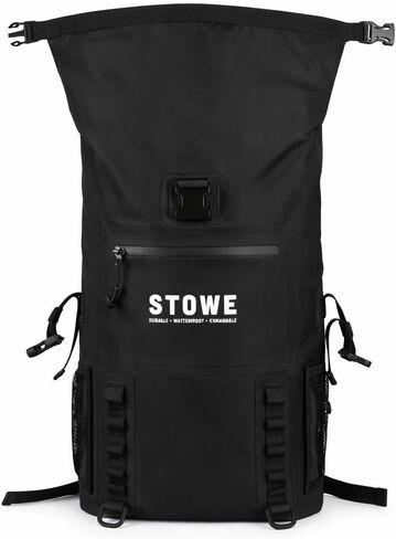 STOWE Expandable Waterproof HikingTravel Backpack, Laptop Compartment, Luggage Strap, Anti-Theft Design, Personal Item Bag (Black) in Kuwait
