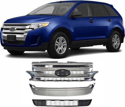 Complete Front Bumper Grille Assembly Fit For 2011 2012 2013 2014 Ford Edge,Factory Style,Chrome&Black in Saudi Arabia
