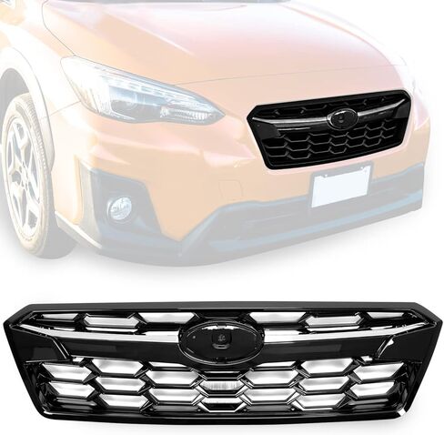 KUAFU Front Bumper Center Grille W/Electroplating strip Compatible with 2018-2020 Subaru Crosstrek Grill Radiator Upper Top Chrome Trim Replacement for 91123FL170 SU1200174 in Kuwait