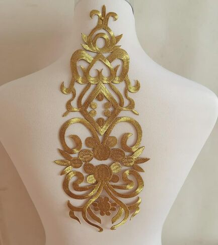 1pcs Flower Applique Patches Clothing DIY Embroidery Sticker Blossom (Gold B) in Saudi Arabia