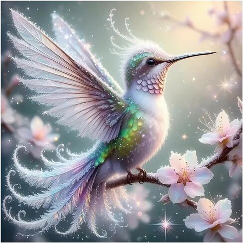KUKUDEM Hummingbird Diamond Painting Kits for Adults, Round Full Drill Diamond Art Kits, 5D DIY Diamonds Crafts for Home Wall Decoration Gifts 12×12inch in Kuwait