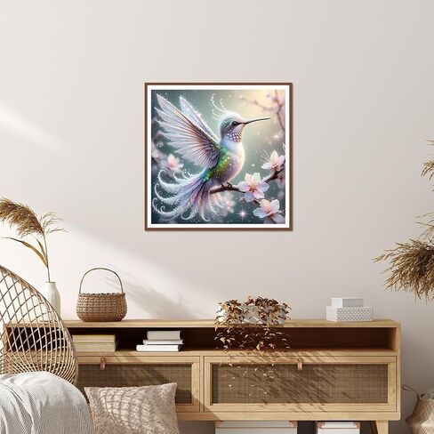 KUKUDEM Hummingbird Diamond Painting Kits for Adults, Round Full Drill Diamond Art Kits, 5D DIY Diamonds Crafts for Home Wall Decoration Gifts 12×12inch in Kuwait
