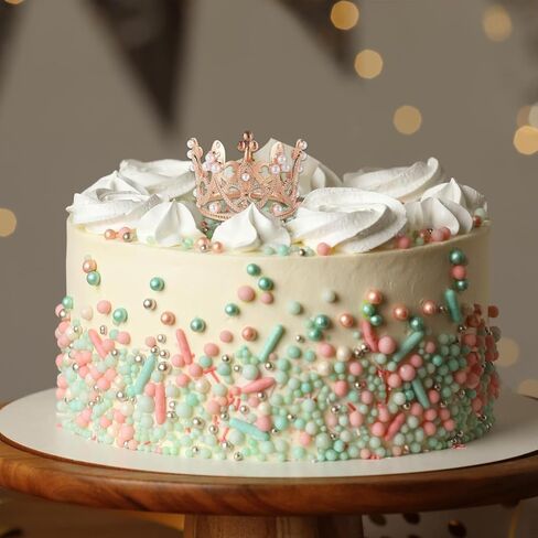 Fabbay 15 Pieces Crown Cake Topper Metal Mini Queen Princess Cake Crown for Cupcake Flower Bouquets Tiara Topper for Father's Day Women Birthday Bridal Wedding Royal Party Decorations(Pearl Style) in Kuwait