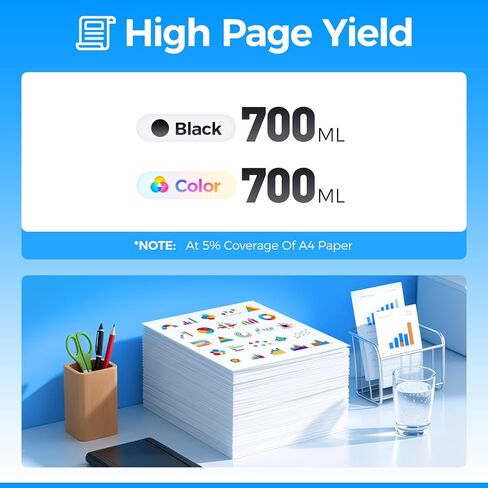 T694 Ink Cartridge 5-Pack 700ml High Yield Replacement for T6941 T6942 T6943 T6944 T6945 Ink Works with SureColor T3000 T3720 T5000 T5720 T7000 T7270 T3200 T5200 T7200 T3070 T5070 T7070 T7270D Printer in Saudi Arabia