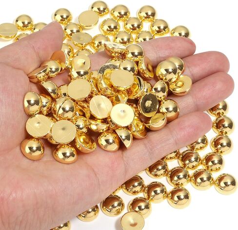 400PCS 10mm Gold Flatback Pearls for Crafting Jewelry Making Round Half Pearls for Making DIY Scrapbook Shoes Clothes Cup Nail Wedding Art Decoration in Saudi Arabia