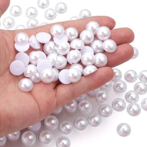 400PCS 10mm Gold Flatback Pearls for Crafting Jewelry Making Round Half Pearls for Making DIY Scrapbook Shoes Clothes Cup Nail Wedding Art Decoration in Saudi Arabia