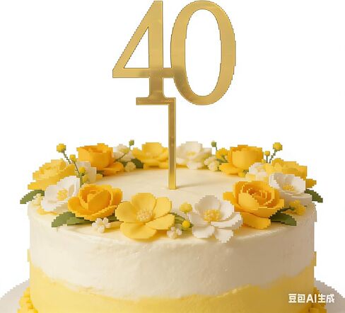 طبقة علوية للكيك من الأكريليك الذهبي، رقم 40 لتزيين الكيك، زينة كعكة عيد ميلاد سعيد الأربعين، ديكور اختيار الكيك بعمر 40 عامًا للاحتفال بالذكرى الأربعين لمستلزمات الحفلات in Kuwait